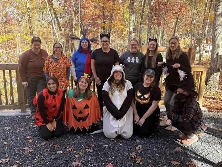 Staff members dressed up for Halloween