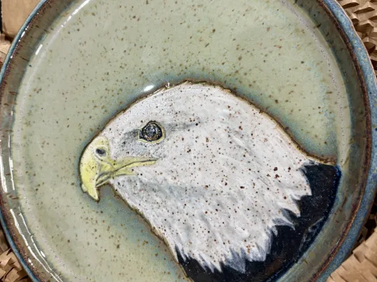 Buddy the Eagle plate, handcrafted by Dr. Olivia